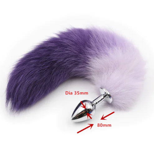 Colorful Silicone Butt Plug - Purple and Pink Metal Toy