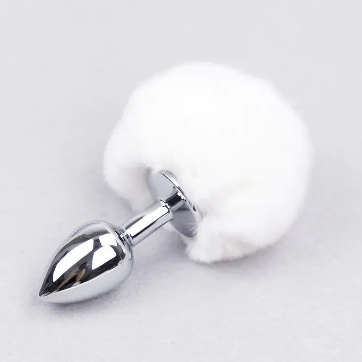 Metal Vibrating Butt Plug Set with Rabbit Tail
