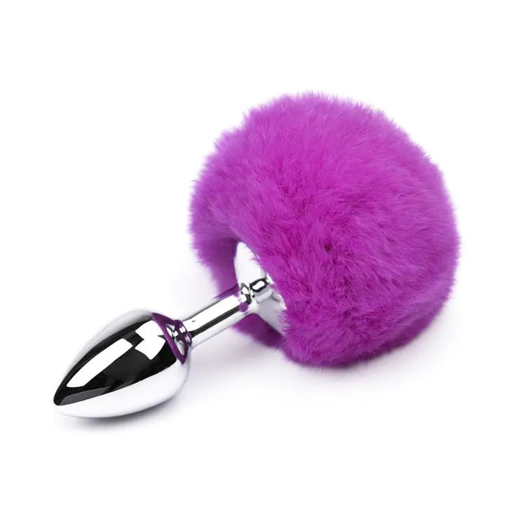 Metal Vibrating Butt Plug Set with Rabbit Tail