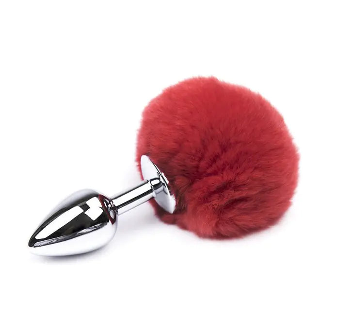 Metal Vibrating Butt Plug Set with Rabbit Tail
