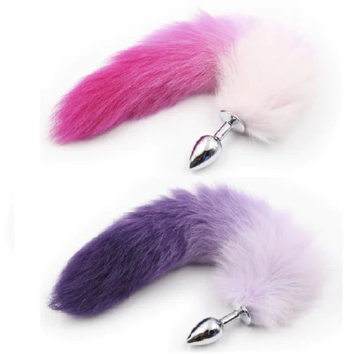 Colorful Silicone Butt Plug - Purple and Pink Metal Toy