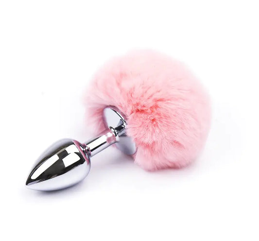 Metal Vibrating Butt Plug Set with Rabbit Tail